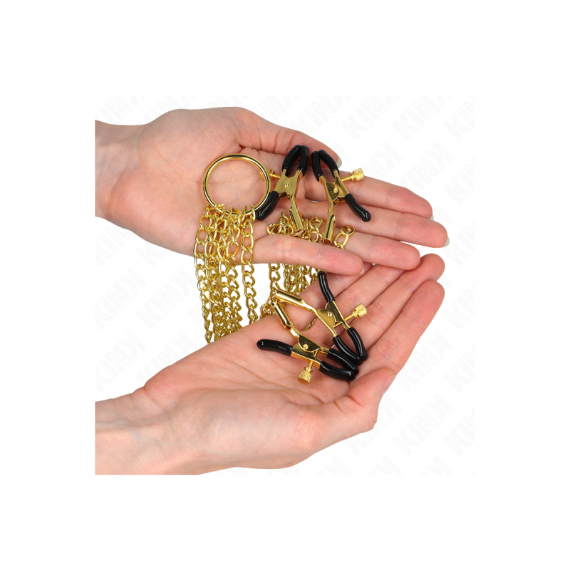 KINK - 4 MORSETTI PER CAPEZZOLI E CLIT REGOLABILI ORO - KINK NIPPLE G…