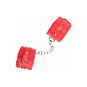 KINK - PREMIUM PELZGEFÜTTERTE HANDGELENKFESSELN ROT MIT ROTEM GÜRTEL…