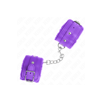 KINK - PREMIUM FUR LINED WRIST RESTRAINTS PURPLE WITH PURPLE BELT ADJ…