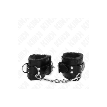 KINK - FUR LINED WRIST RESTRAINTS BLACK WITH BLACK BELT ADJUSTABLE 17…