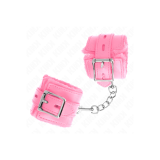 KINK - FUR LINED WRIST RESTRAINTS WITH SQUARE HOLES PINK AND PINK BEL…
