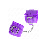 KINK - FUR LINED WRIST RESTRAINTS WITH SQUARE HOLES PURPLE AND PURPLE…