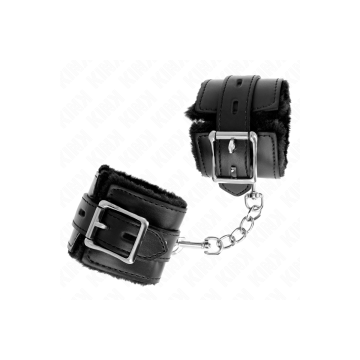 KINK - POLSINI IMBOTTITI IN PELLICCIA CON FORI QUADRI NERI E CINTURA…
