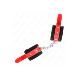 KINK - NYLON WRIST RESTRAINTS BLACK WITH LEATHERETTE RED ADJUSTABLE 1…