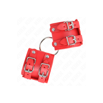 KINK - POLSO FISSO CON ANELLO E BORCHIE REGOLABILE ROSSO 17-22 CM X 6…