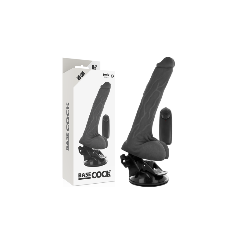 Basecock - Vibrateur Réaliste Noir Télécommande Avec Testicules 20