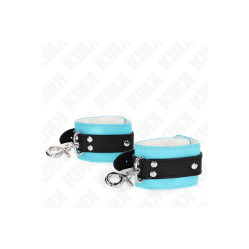 KINK - PREMIUM ABSCHLIEßBARE HANDGELENKFESSELN SCHWARZ/BLAU VERSTELLB…