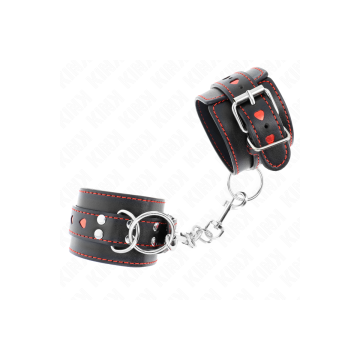 KINK - SCHWARZE HANDGELENKFESSELN MIT ROTER HERZEINLAGE, VERSTELLBAR…