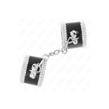 KINK - SCHWARZE HANDGELENKFESSELN MIT WEISSER DEKORIERTER SPITZE, VER…
