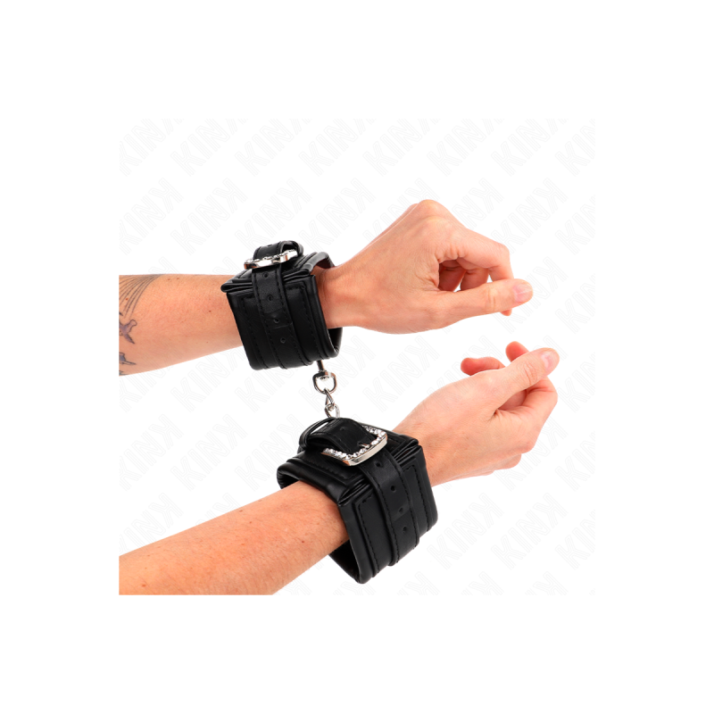 KINK - HANDGELENKFESSELN MIT STRASS-SCHNALLE, SCHWARZ, VERSTELLBAR 25…