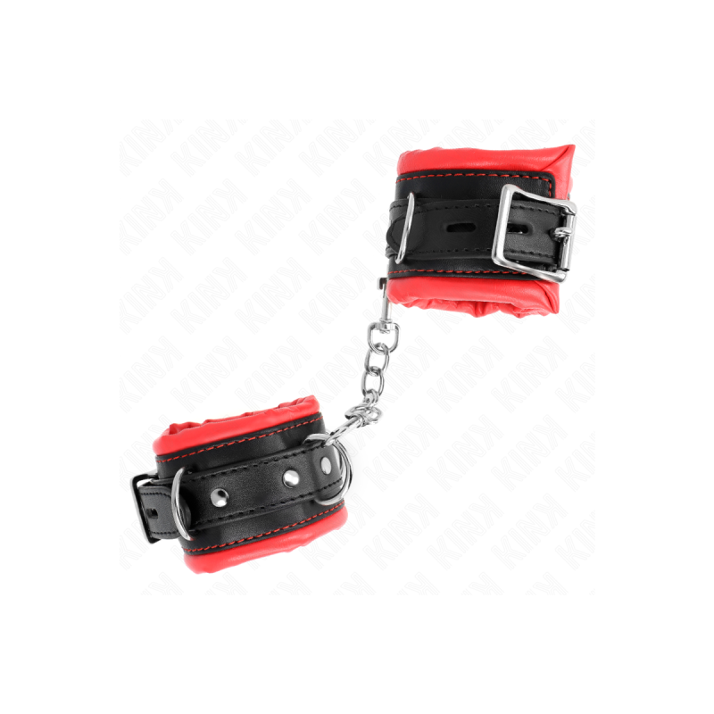 KINK - HEAVY WRIST RESTRAINTS WITH RED FUR LINED ADJUSTABLE 20-30 CM…