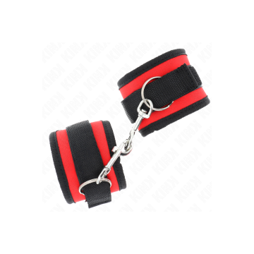 KINK - NYLON BIND HOOK&LOOP WRIST RESTRAINTS RED-BLACK MODEL 2 ADJUST…