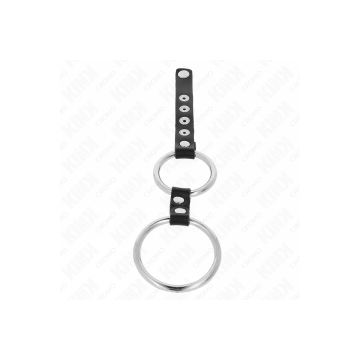 KINK - DOUBLE METAL PENIS RING 3.8 CM TO 5 CM CONNECTED WITH LEATHER…