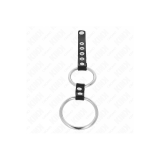 KINK - DOUBLE ANNEAU PÉNIS EN MÉTAL DE 3,8 CM À 5 CM CONNECTÉ AU CUIR…
