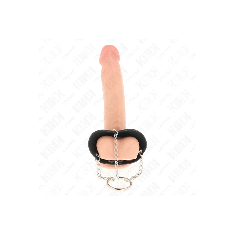 KINK - PENISRING 4 CM KETTE 7 CM METALL MIT LEDERGURTE - KINK RING PO…