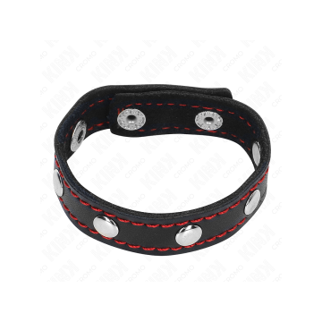 KINK - ANELLO PER PENE IN PELLE CON CHIUSURA A PRESSIONE FODERA ROSSA…