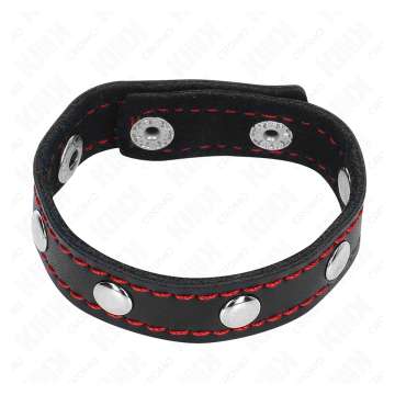 KINK - ANILLO PENE CUERO CON CIERRE A PRESIÓN FORRO ROJO 21 X 1.5 CM