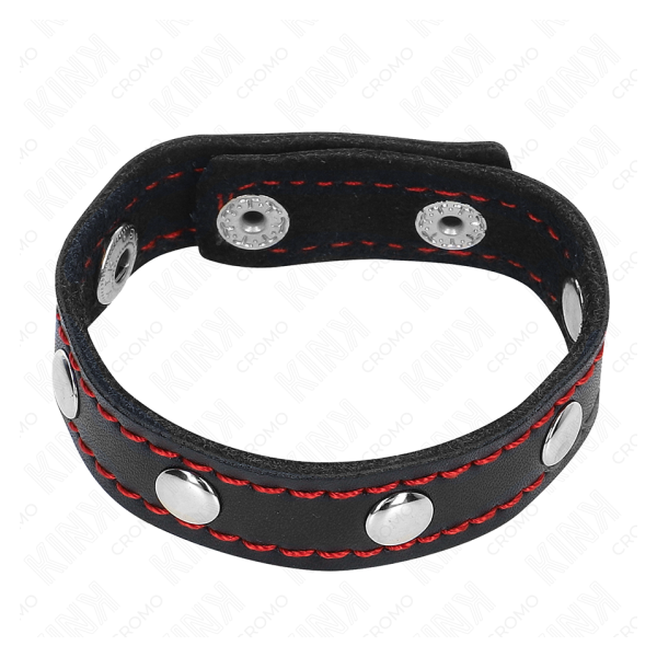 KINK - ANILLO PENE CUERO CON CIERRE A PRESIÓN FORRO ROJO 21 X 1.5 CM