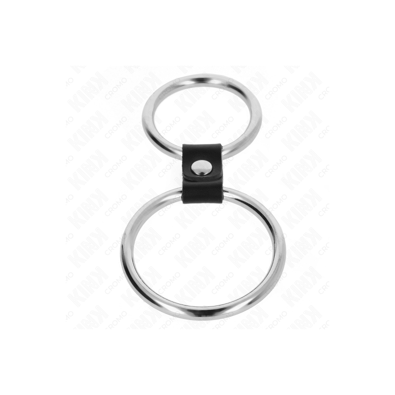 KINK - DOUBLE ANNEAU PÉNIS EN MÉTAL DE 3,7 CM À 5 CM RELIE PAR SANGLE…