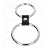 KINK - ANILLO PENE DOBLE METAL 3.7 CM A 5 CM CONECTADOS POR CORREA POLIPIEL MODELO 1