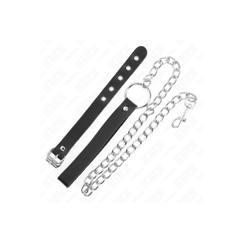 KINK - LEATHER PENIS RING WITH STRAP 21.5 X 2 CM AND METAL CHAIN 60 C…