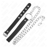 KINK - ANILLO PENE CUERO CON CORREA 21.5 X 2 CM Y CADENA METAL 60 CM