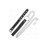 KINK - LEATHER PENIS RING WITH STRAP 21.5 X 2 CM AND METAL CHAIN 60 C…