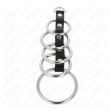 KINK - 5 ANILLOS PENE METAL 3.2 CM A 5 CM CONECTADOS POR POLIPIEL