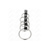 KINK - 5 METAL PENIS RINGS 3.2 CM TO 5 CM CONNECTED BY LEATHER - KINK…