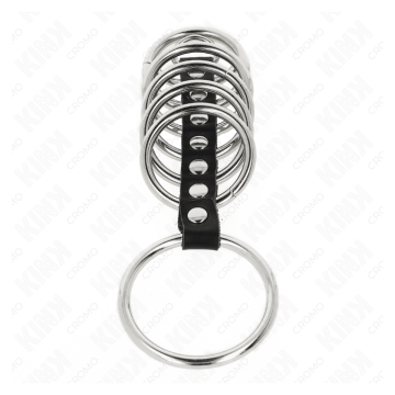 KINK - 7 ANILLOS PENE METAL 3.2 CM A 5 CM CONECTADOS POR POLIPIEL