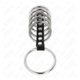 KINK - 7 ANILLOS PENE METAL 3.2 CM A 5 CM CONECTADOS POR POLIPIEL