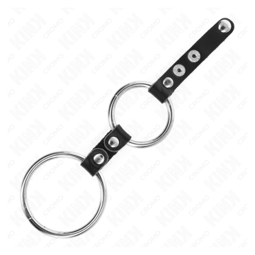 KINK - ANILLO PENE DOBLE 3.8 CM A 5 CM CONECTADOS POR CUERO