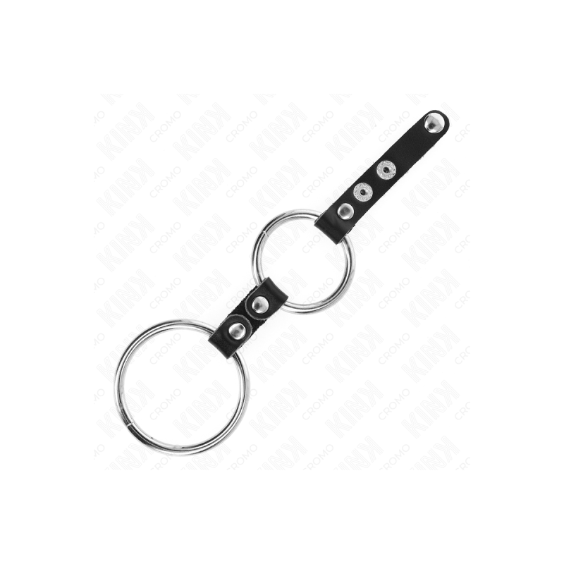 KINK - DOUBLE PENIS RING 3.8 CM TO 5 CM CONNECTED BY LEATHER - KINK R…