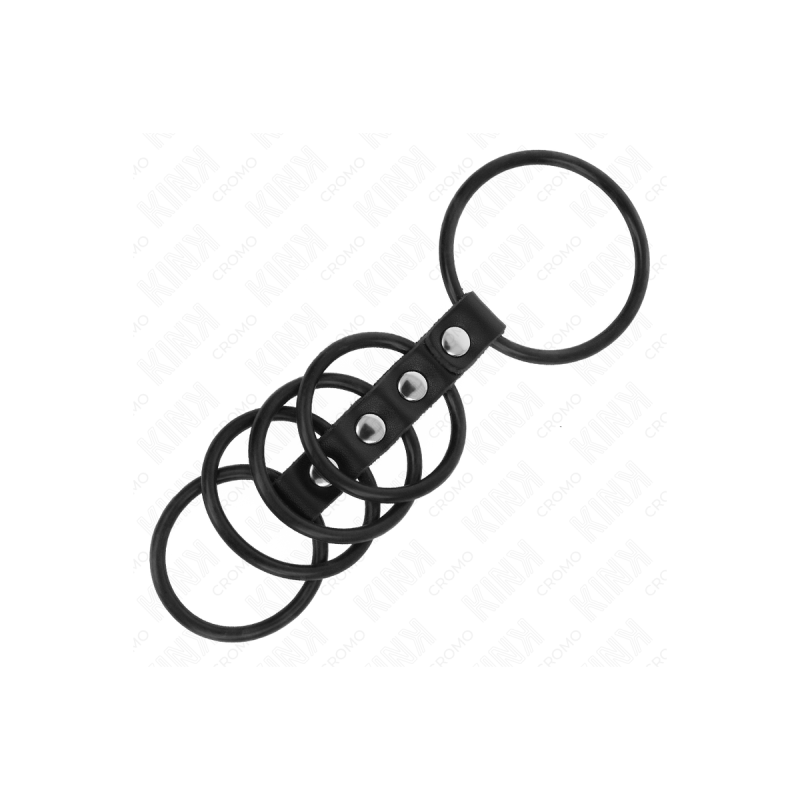 KINK - 5 ANELLI PER PENE IN SILICONE DA 3,8 CM A 4,8 CM COLLEGATI DA…