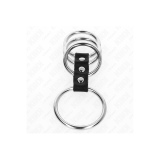 KINK - 4 METALL PENISRINGE 3,7 CM BIS 5 CM DURCH LEDER VERBUNDEN - KI…