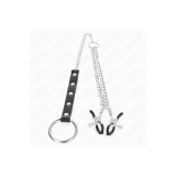 KINK - METALL-PENISRING MIT KETTE UND VERSTELLBAREN BRUSTKLAMMERN - K…