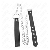 KINK - ANILLO PENE CUERO 21.5 X 2 CM CON CADENA METAL 60 CM Y CORREA DE CUERO