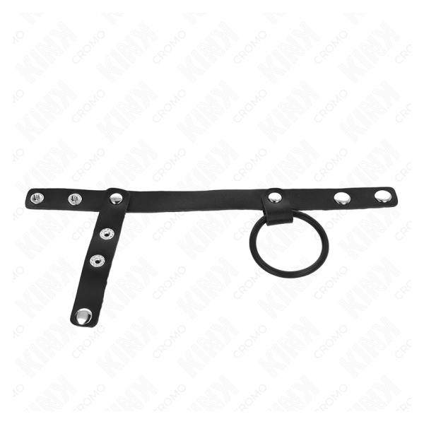KINK - ANILLO PENE SILICONA 3.8 CM CON DIVISOR DE BOLAS Y CORREA DE CUERO 22 X 1.5 CM