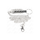 KINK - 7 METAL PENIS RINGS 3.8 CM TO 5 CM CONNECTED WITH LEATHER AND…