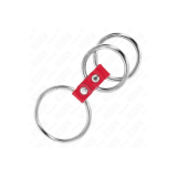 KINK - TRIPLE METAL PENIS RING 3.7 CM TO 5 CM CONNECTED WITH RED LEAT…
