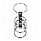 KINK - 5 ANILLOS PENE 3.7 CM A 5 CM METAL CONECTADOS POR CUERO