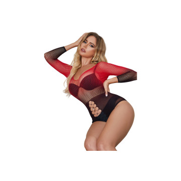 SUBBLIME - 952259 VESTITO ELASTICO A RETE MANICA LUNGA SFUMATO ROSSO…