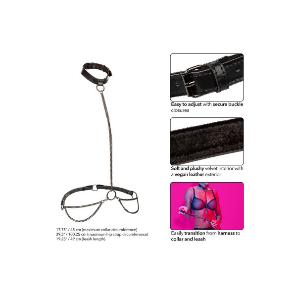 CALEXOTICS - EUPHORIA COLLAR HALTER Y CORREA CON CADENA