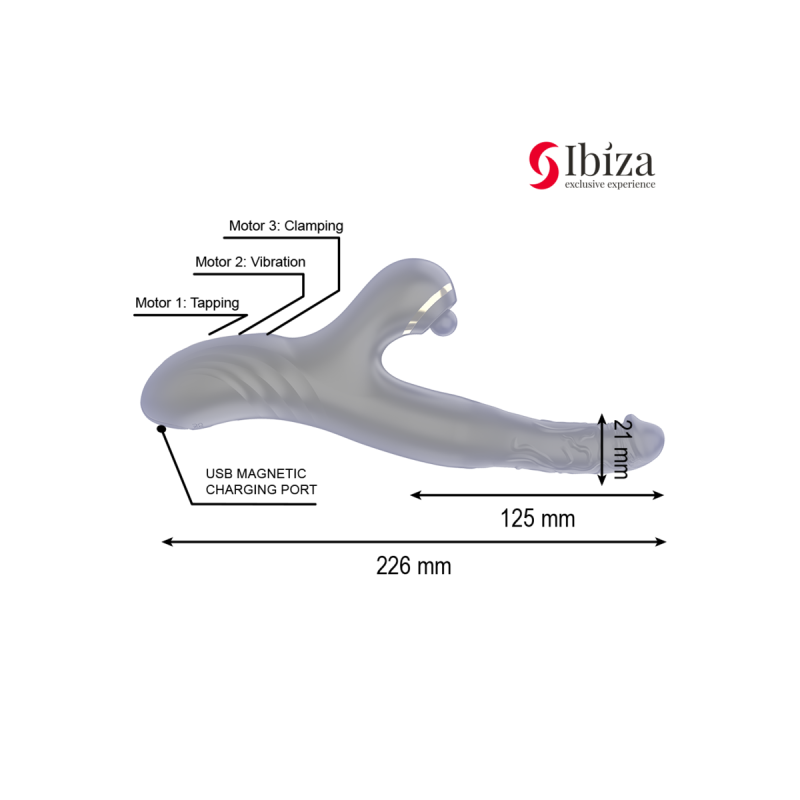 IBIZA - TWO DRAGONS DOPPIO VIBRATORE NERO - IBIZA TECHNOLOGY - Vibrat…