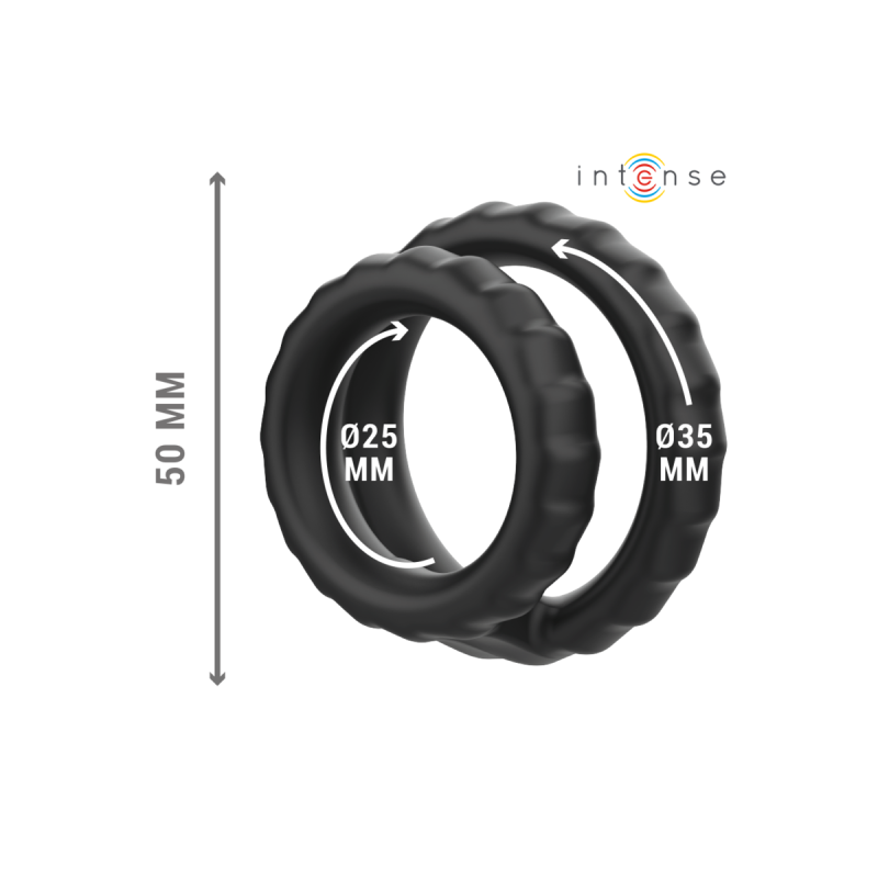 INTENSE - DEWEY ANNEAU PÉNIS DOUBLE SILICONE NOIR MODÈLE 2 - INTENSE…
