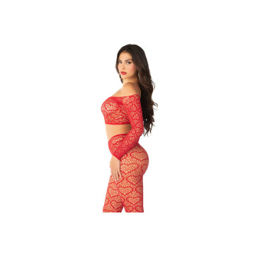 Leg Avenue - Crop Top + Medias Rojo Talla Única | Vybes.it