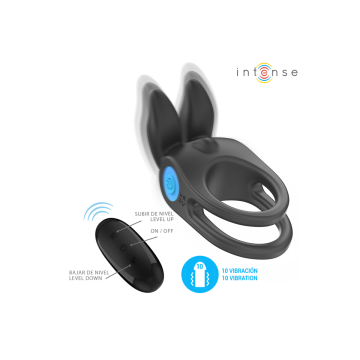 Intense - Sam Vibrateur Double Anneau Pénis 10 Vibrations Noir |