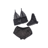 Subblime - 953911 Set 3 Piezas Encaje Y Saten Negro S/M | Vybes.it
