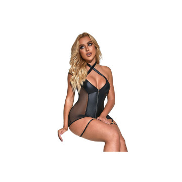 Subblime - 954444 Vestido Sexy De Rejilla Cuero Negro S/M | Vybes.it