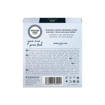 MISTER SIZE - CONDOM SIZE S 49 MM (3 UNITS) - Boxes of 3